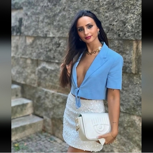 Zara SEQUIN MINI SKIRT WHITE - Picture 5 of 10